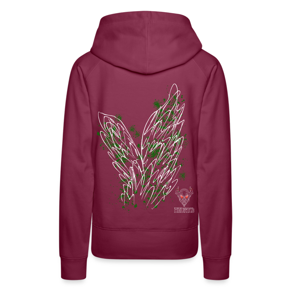 Women Hoodie Dark Green Wings - Bordeaux