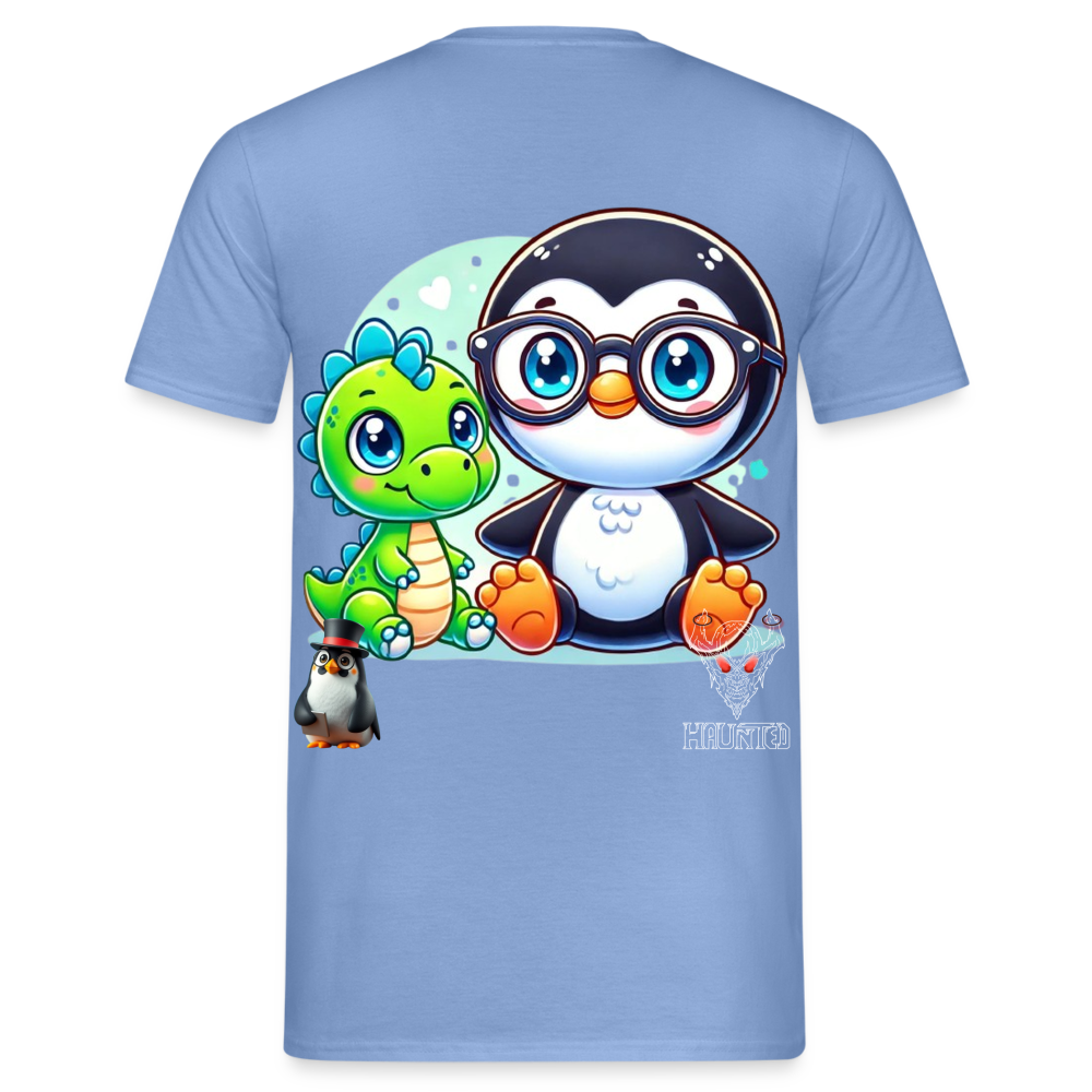 Men T-Shirt KasPenguin with Dinosaur - carolina blue