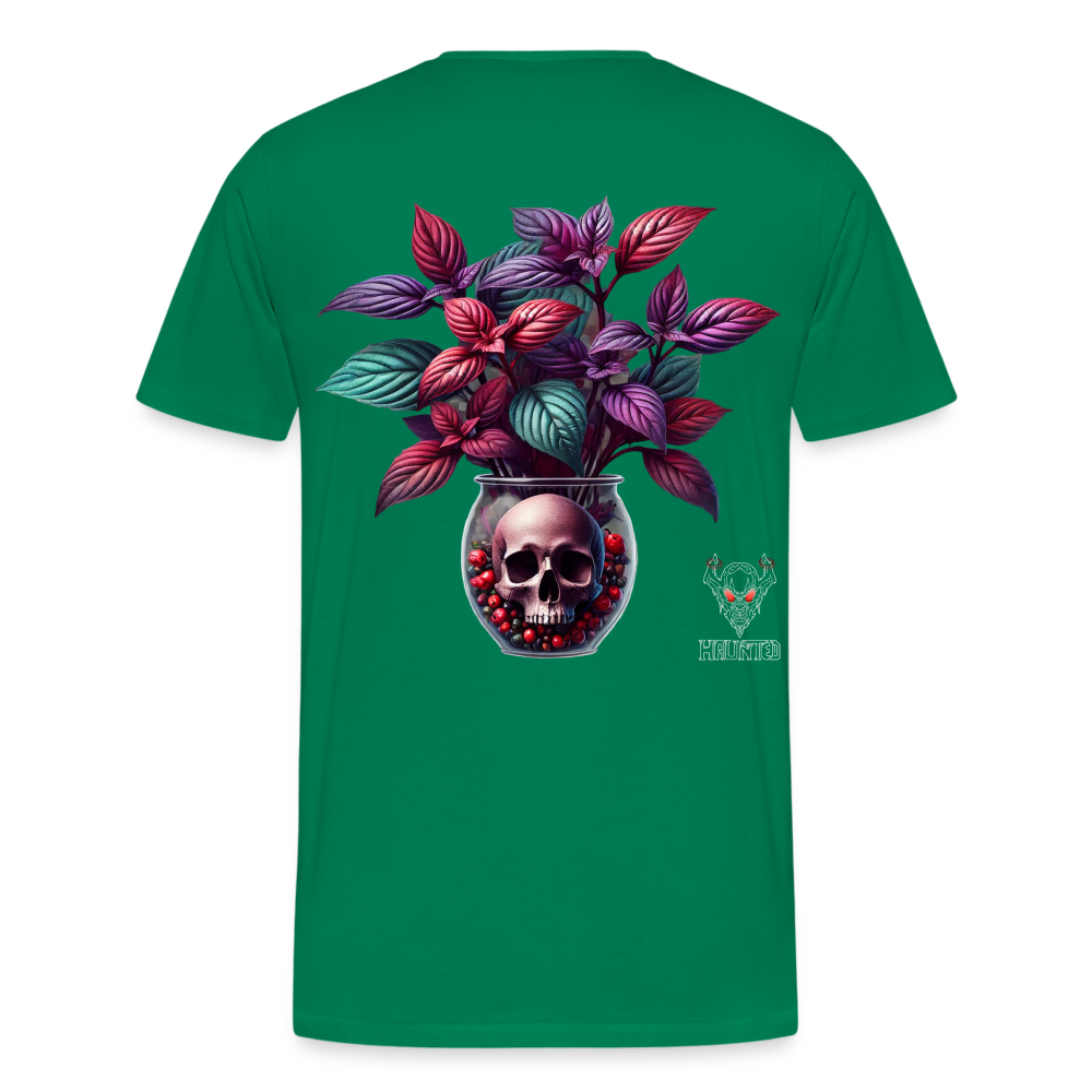 Men T-Shirt Skull Bloom Vase - Kelly Green
