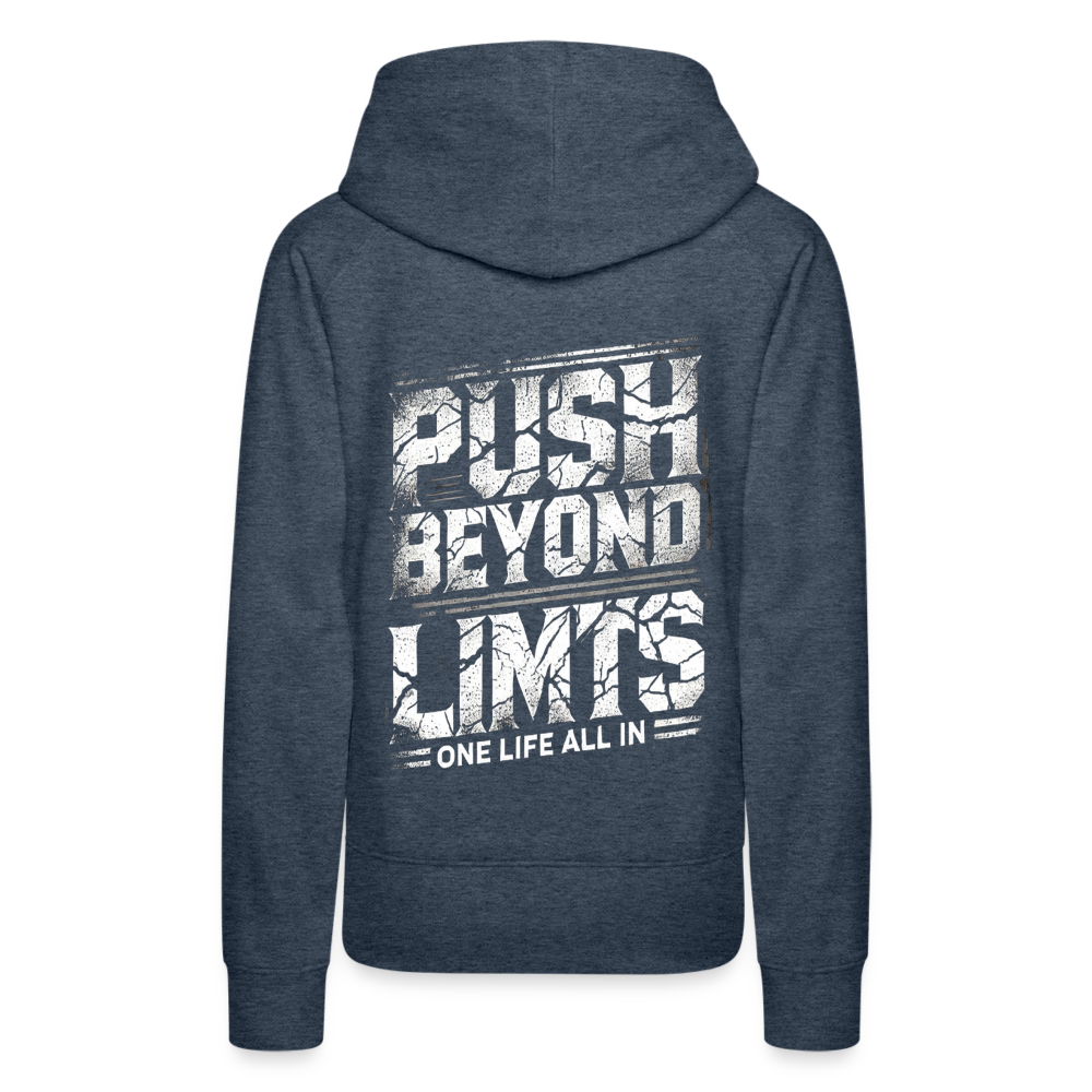 Women Hoodie Push Beyond Limits - Jeansblau