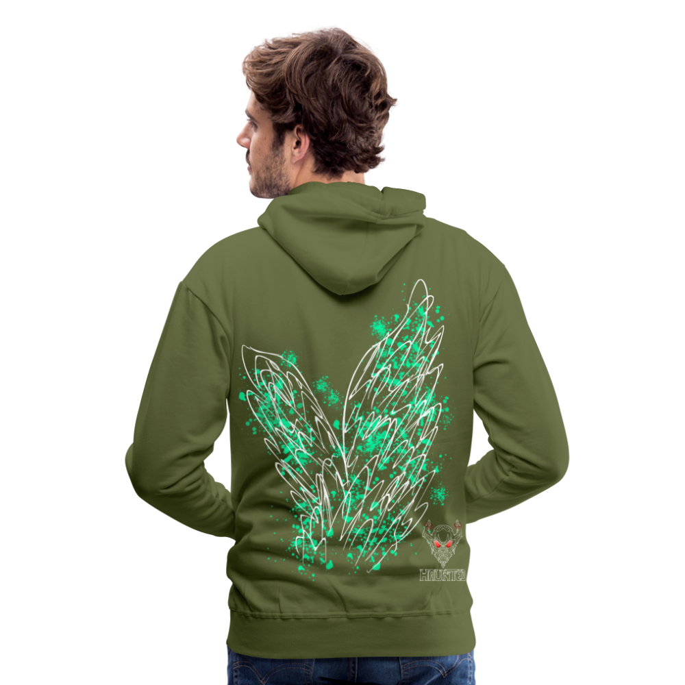 Men Hoodie Turquoise Wings - Olivgrün