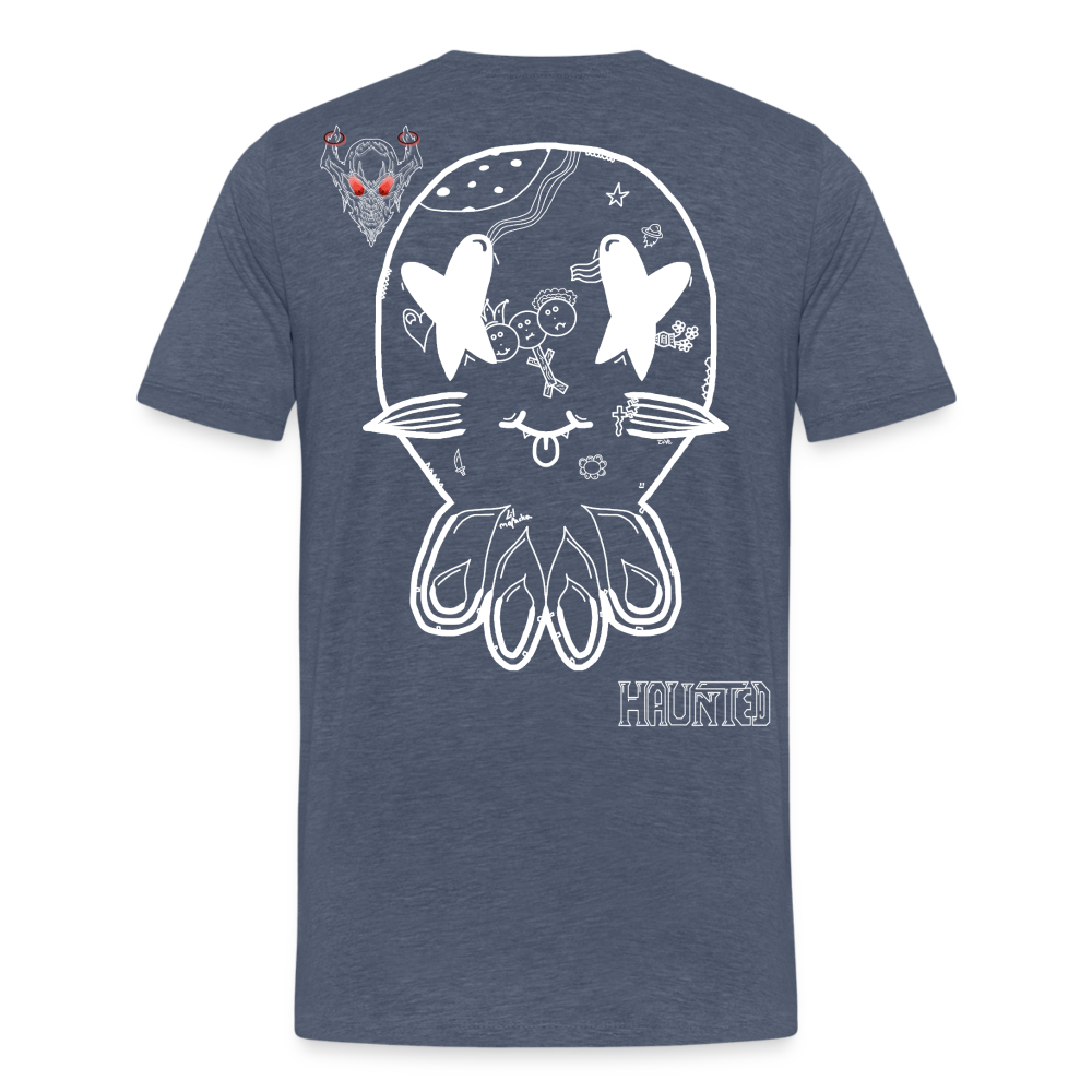 Man T-Shirt Ghost Doodle Light - Blau meliert