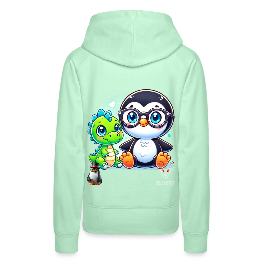 Women Hoodie KasPenguin with Dinosaur - helles Mintgrün
