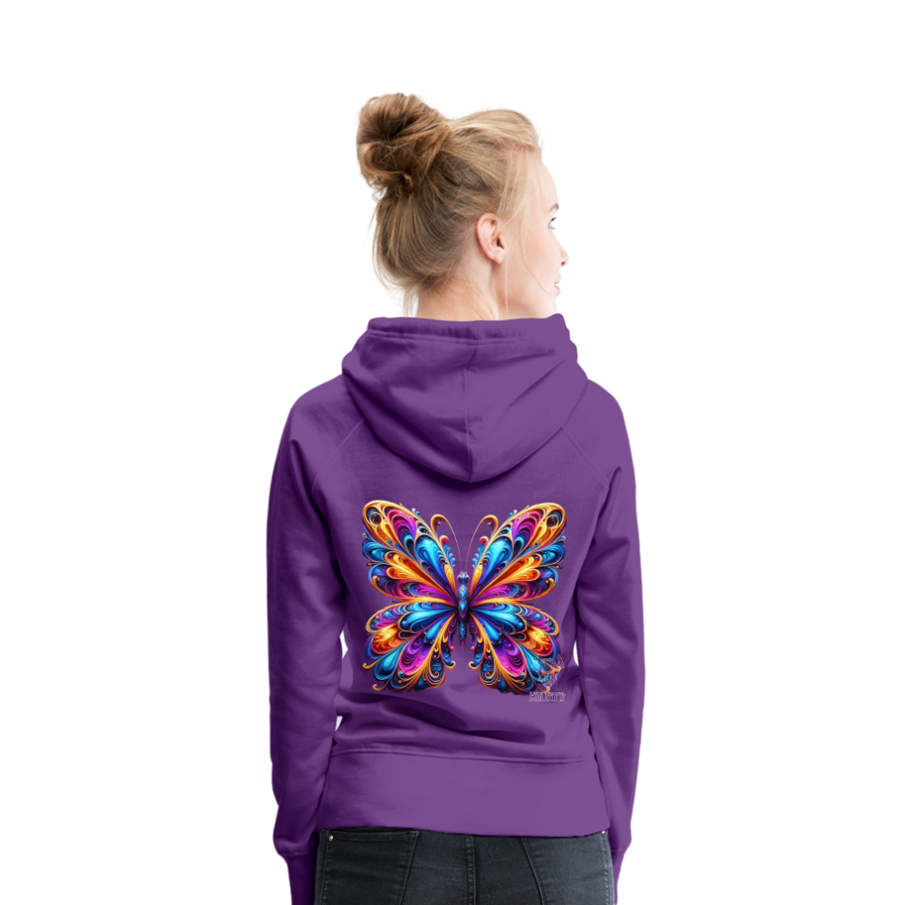 Woman Hoodie Vibrant Butterfly Elegance - Purple