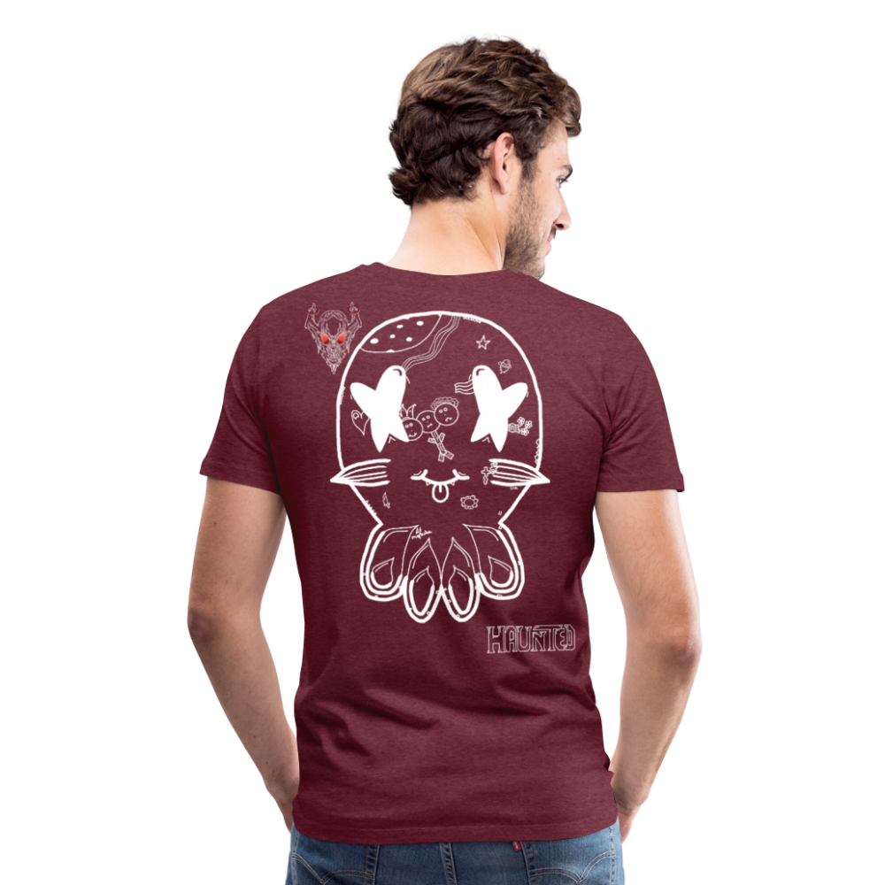 Man T-Shirt Ghost Doodle Light - Bordeauxrot meliert