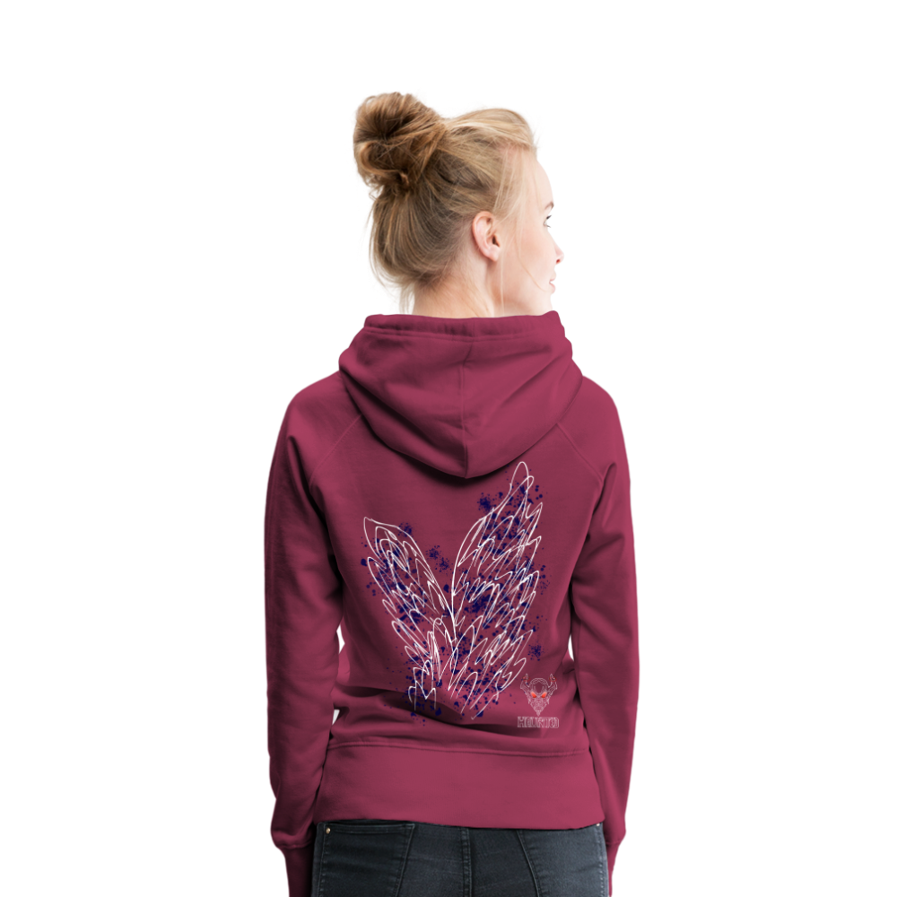 Women Hoodie Dark Blue Wings - Bordeaux