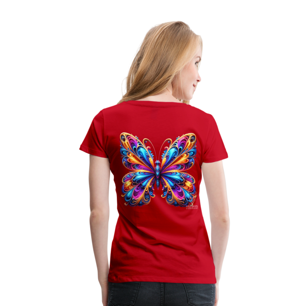 Woman T-Shirt Vibrant Butterfly Elegance - Rot