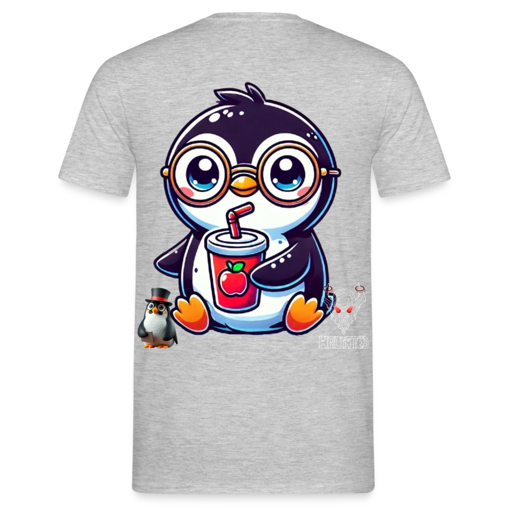 Men T-Shirt KasPenguin with Drink - Grau meliert