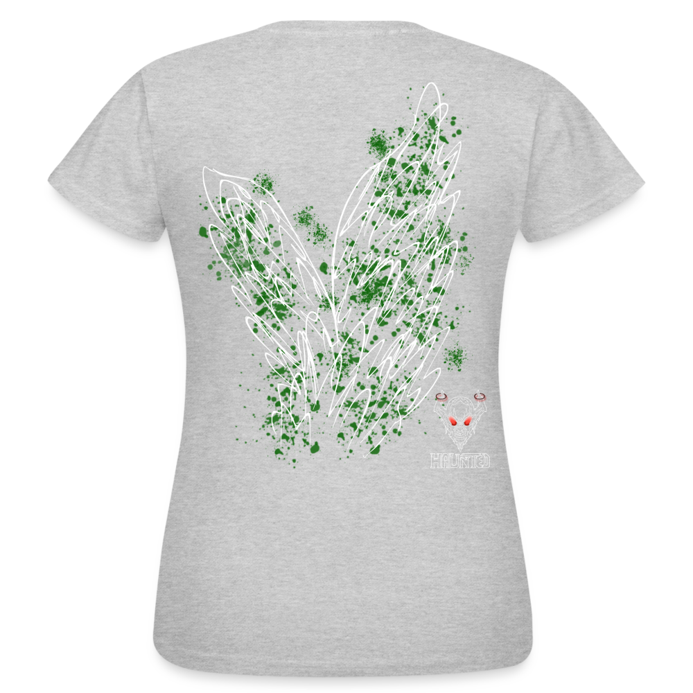 Women T-Shirt Dark Green Wings - Grau meliert