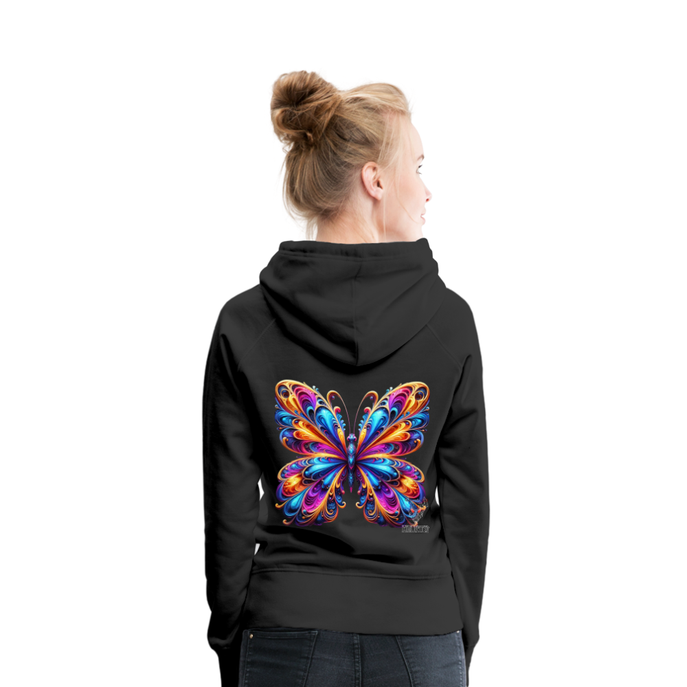 Woman Hoodie Vibrant Butterfly Elegance - Schwarz