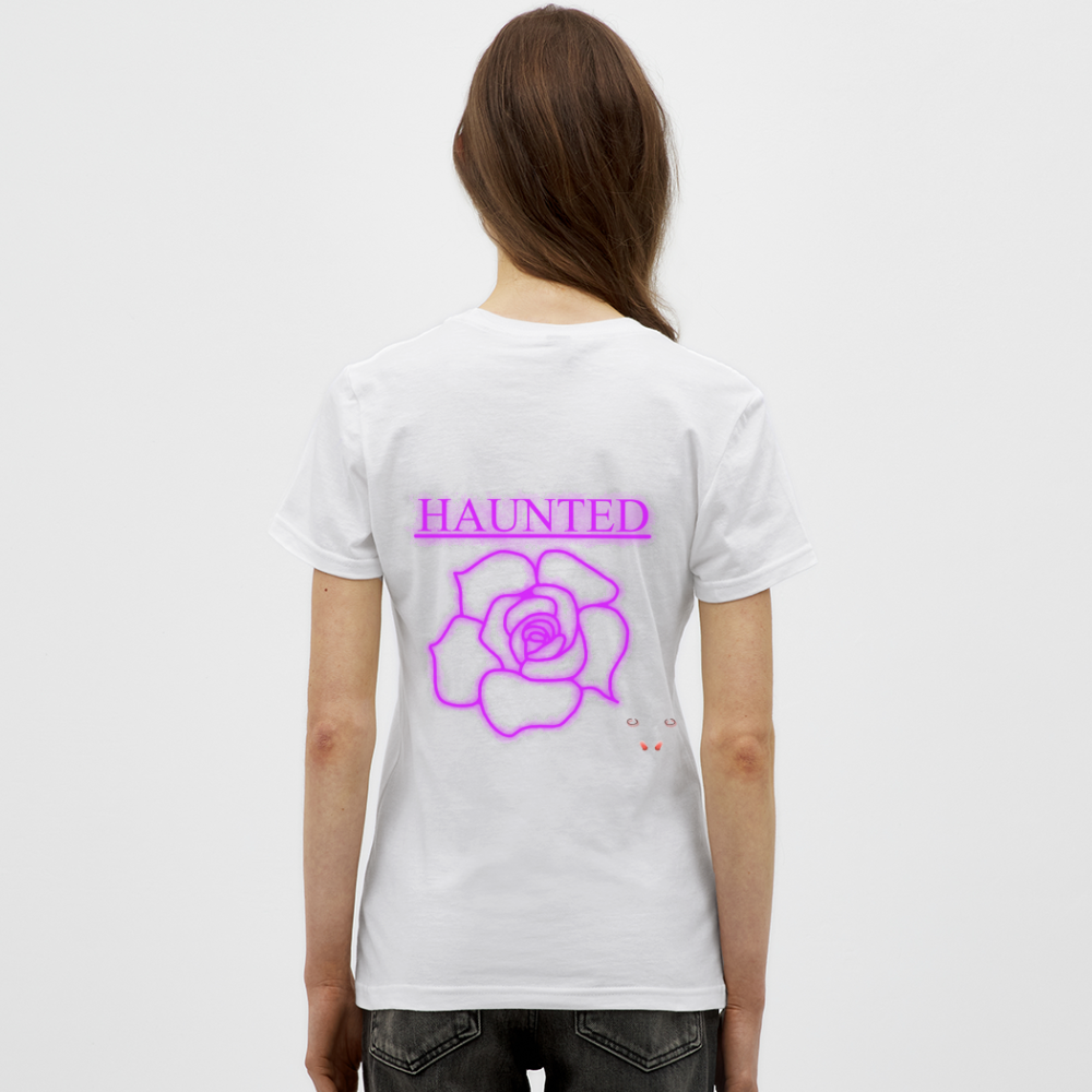 Women T-Shirt Pink Neon Rose - Weiß