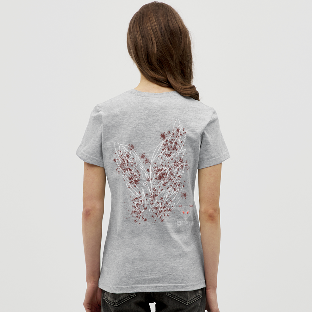 Women T-Shirt Dark Red Wings - Grau meliert