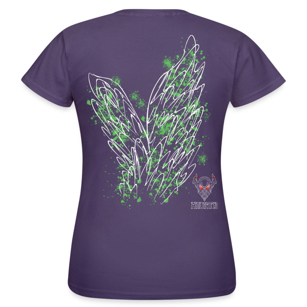 Women T-Shirt Light Green Wings - Dunkellila
