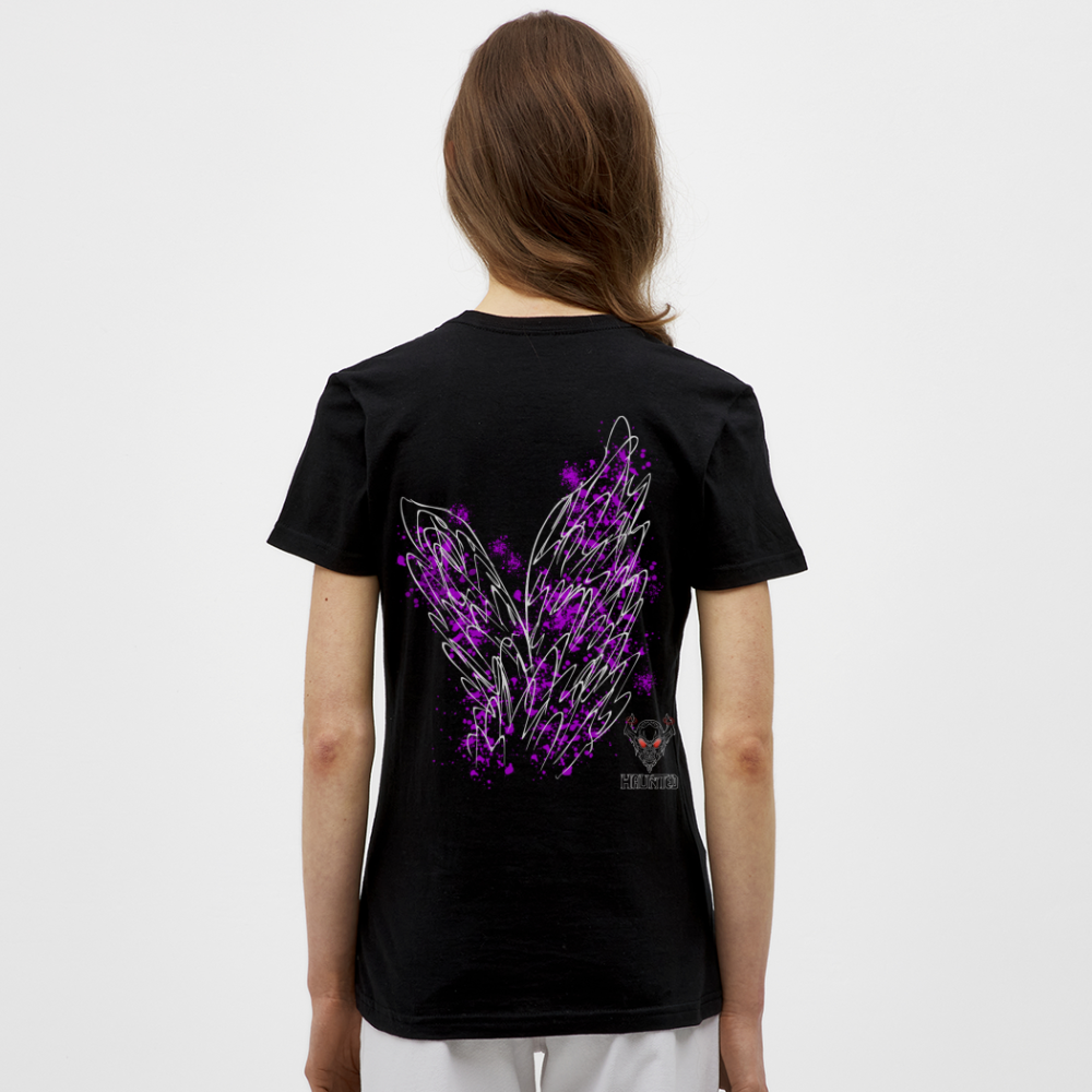 Women T-Shirt Pink Wings - Schwarz