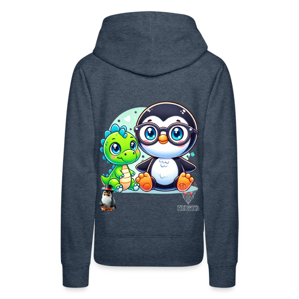 Women Hoodie KasPenguin with Dinosaur - Jeansblau
