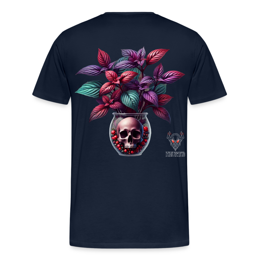 Men T-Shirt Skull Bloom Vase - Navy