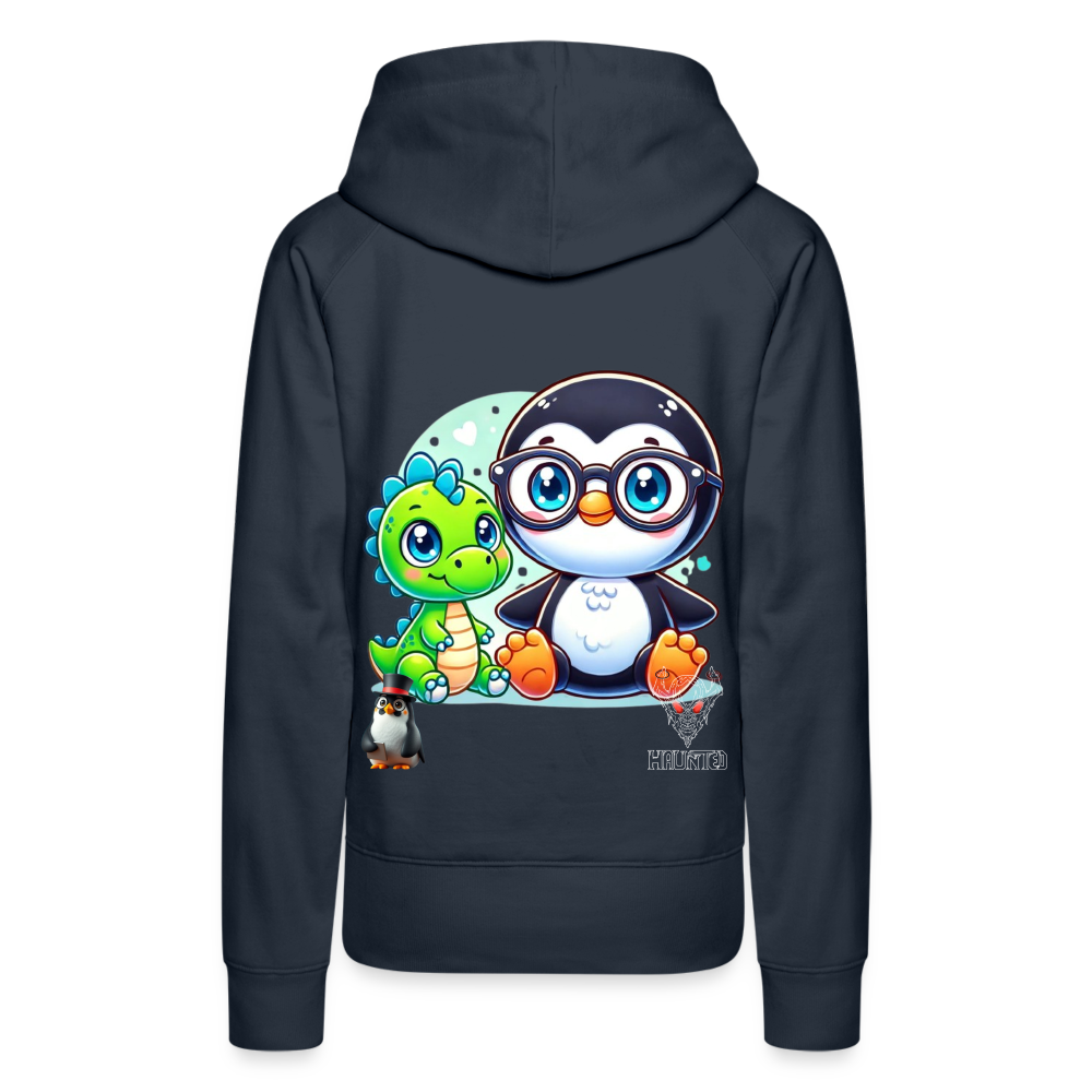 Women Hoodie KasPenguin with Dinosaur - Navy