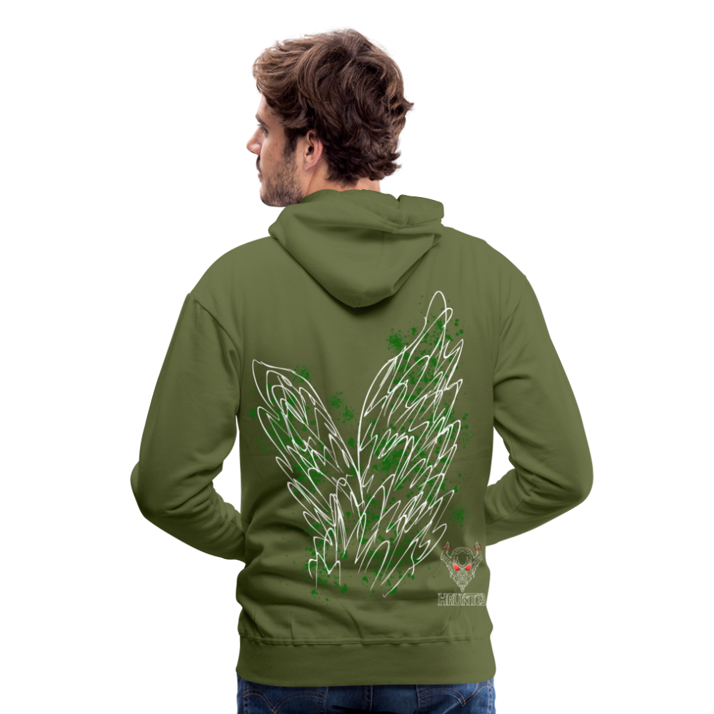 Men Hoodie Dark Green Wings - Olivgrün