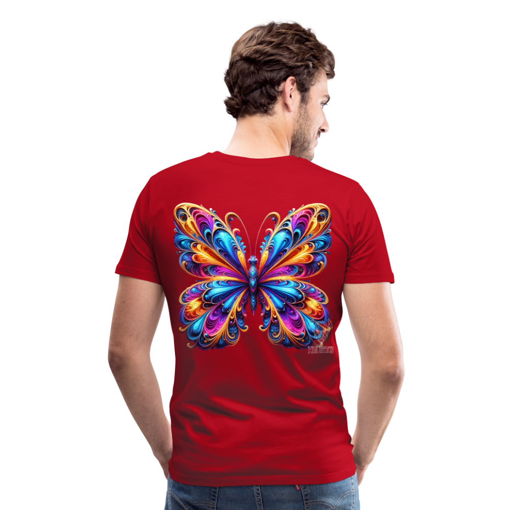 Men T-Shirt Vibrant Butterfly Elegance - Rot