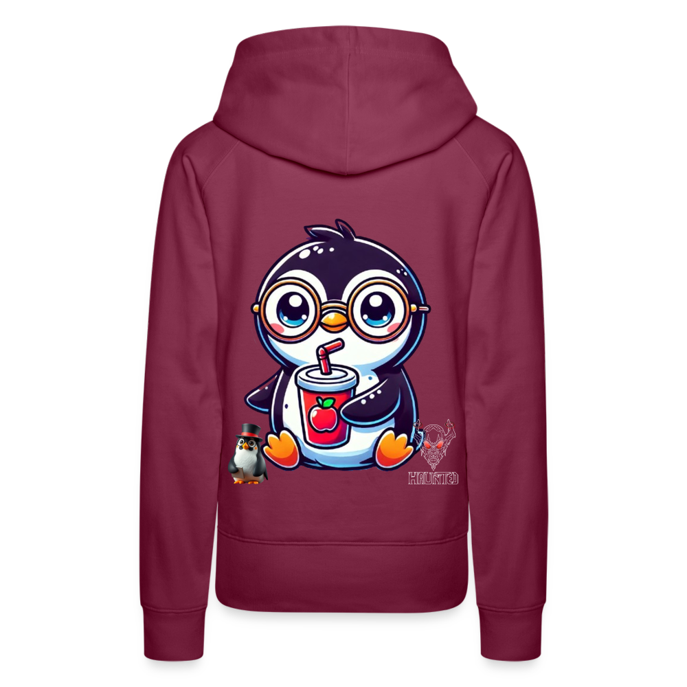 Women Hoodie KasPenguin with Drink - Bordeaux
