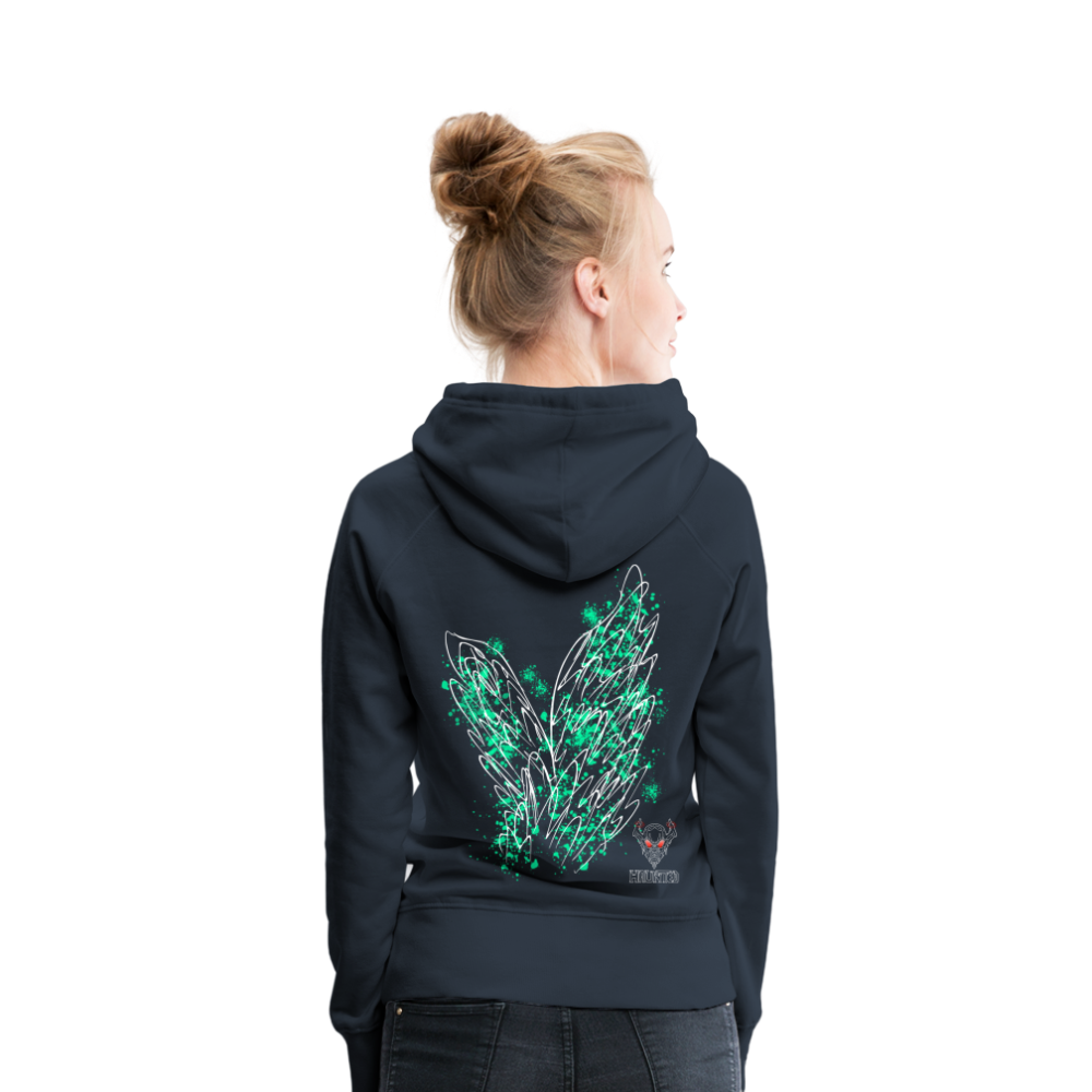 Women Hoodie Turquoise Wings - Navy