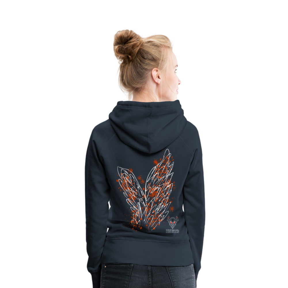 Women Hoodie Orange Wings - Navy