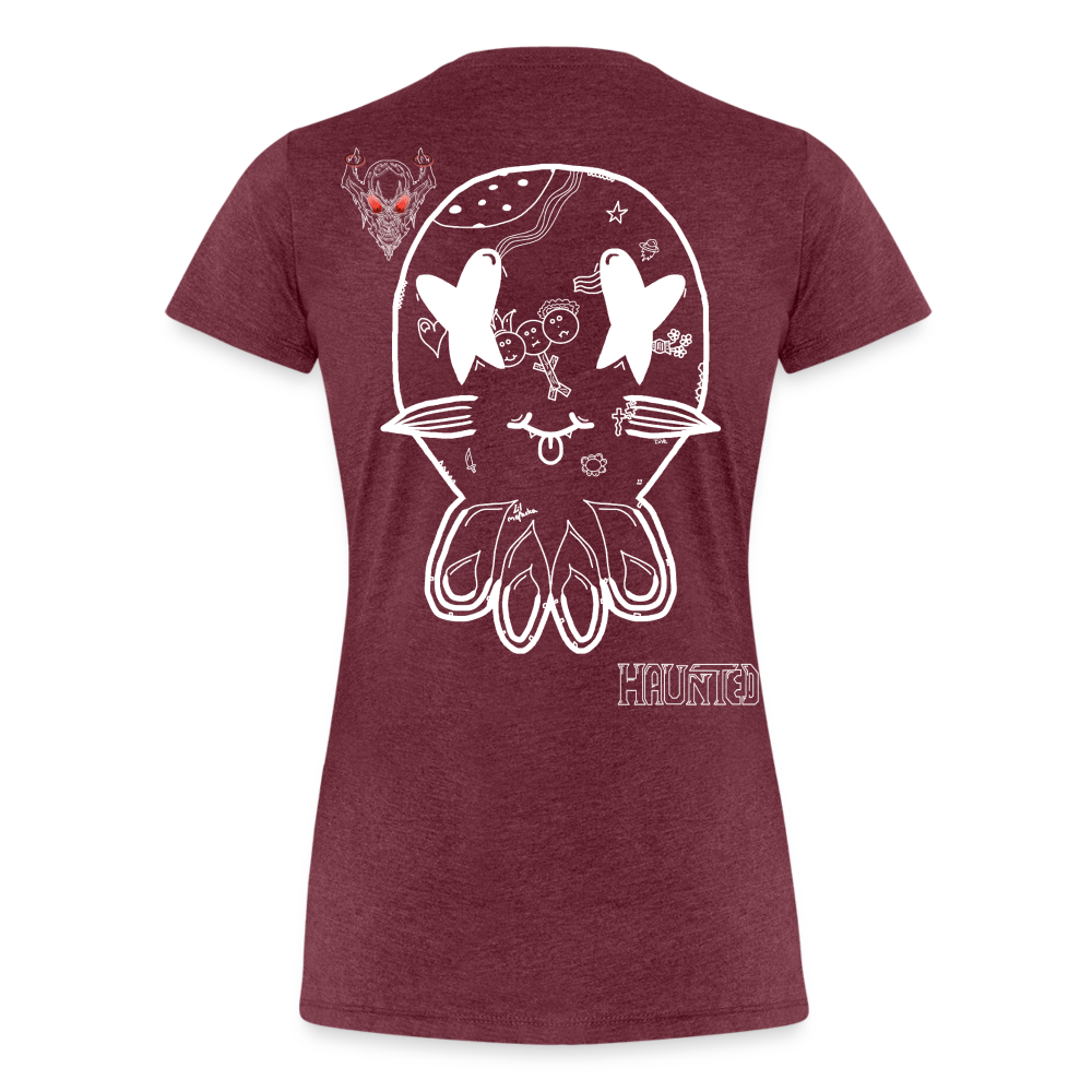 Woman T-Shirt Ghost Doodle - Bordeauxrot meliert