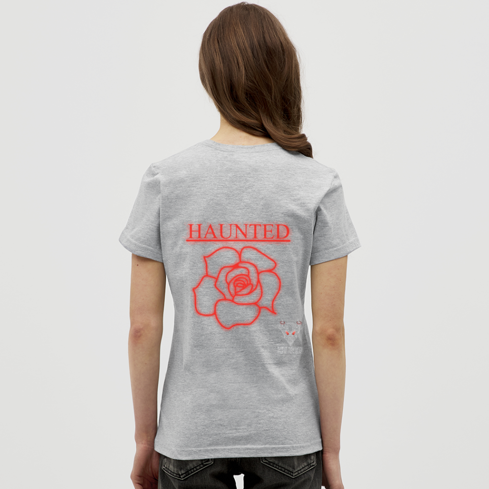 Women T-Shirt Red Neon Rose - Grau meliert