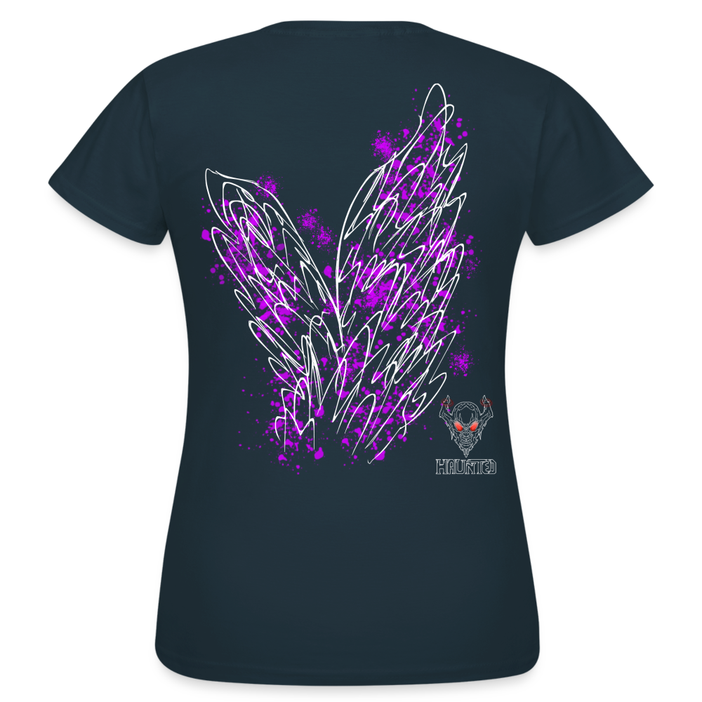 Women T-Shirt Pink Wings - Navy