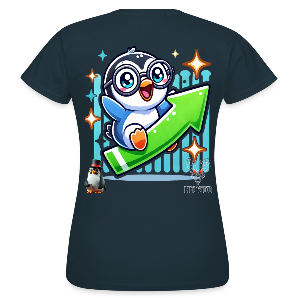 Women T-Shirt KasPenguin Riding the Trend - Navy