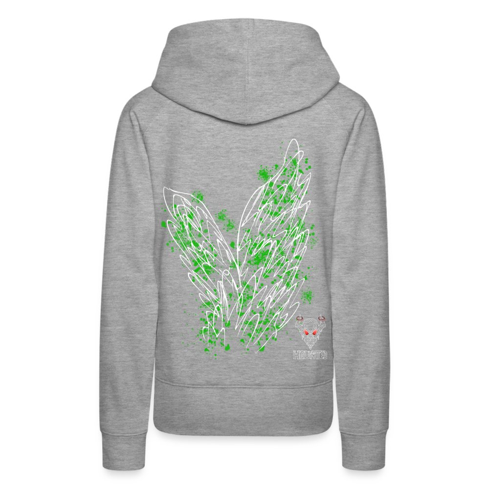 Women Hoodie Green Wings - Grau meliert