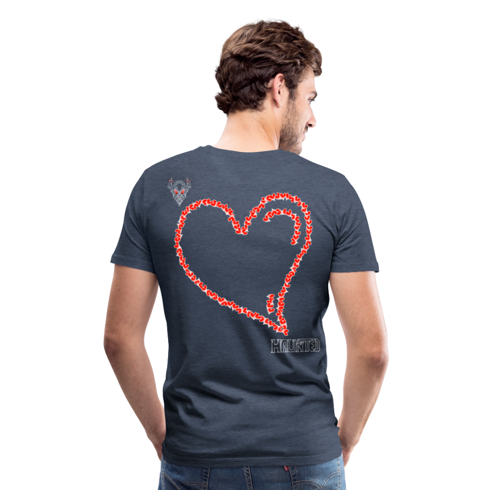Man T-Shirt Hearts Light - Blau meliert