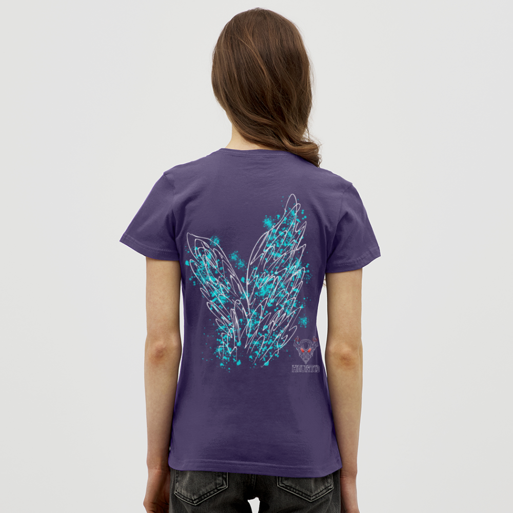 Women T-Shirt Aqua Wings - Dunkellila