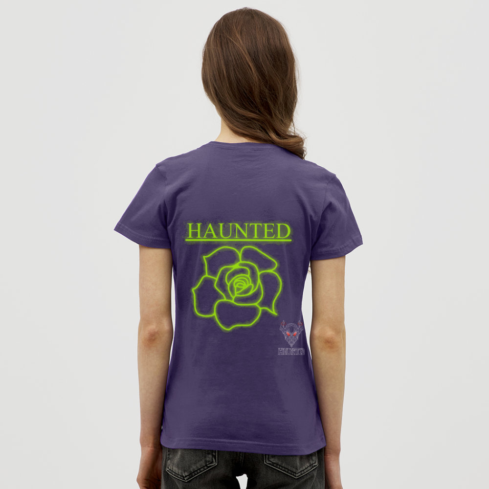 Women T-Shirt Poison Neon Rose - Dunkellila