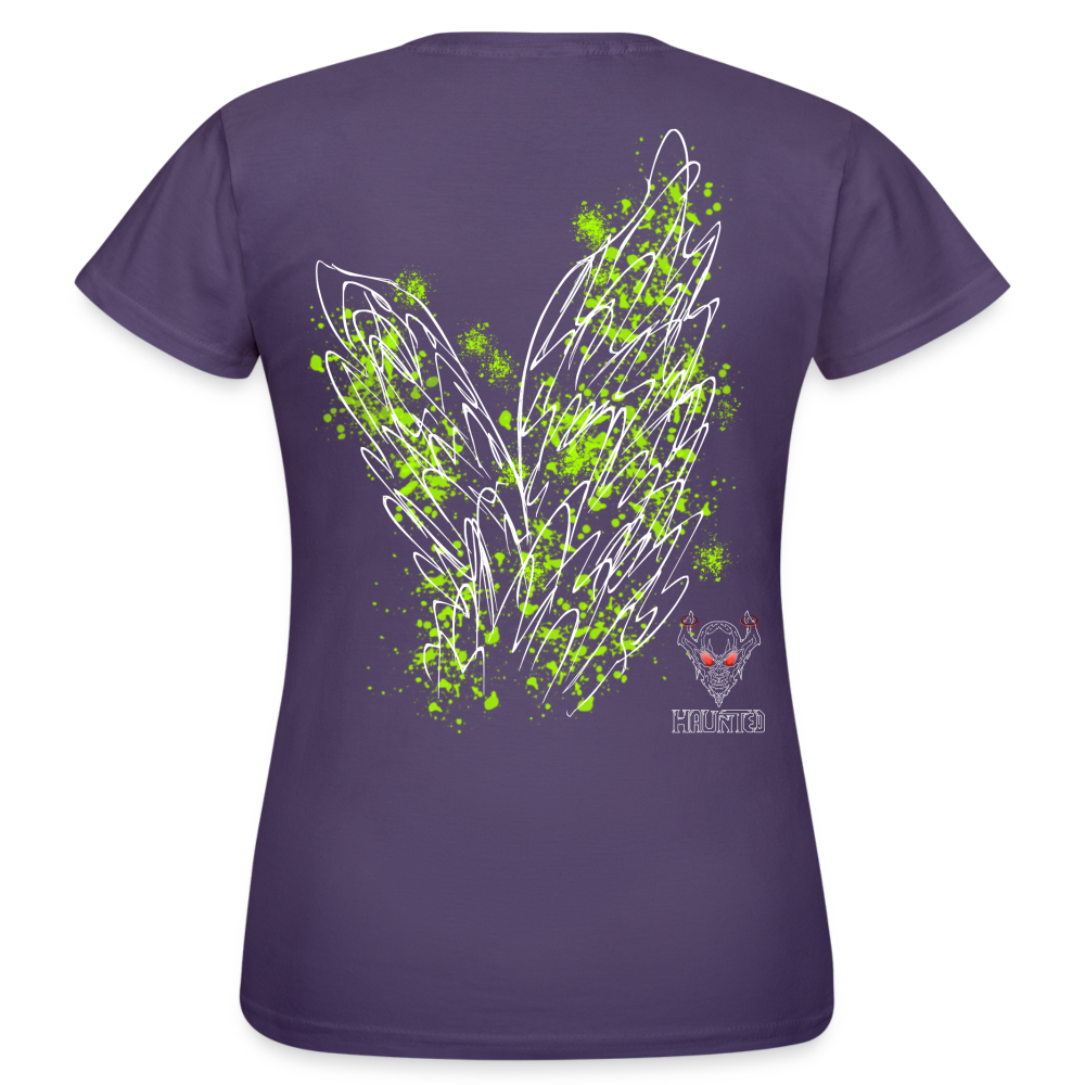 Women T-Shirt Poison Green Wings - Dunkellila