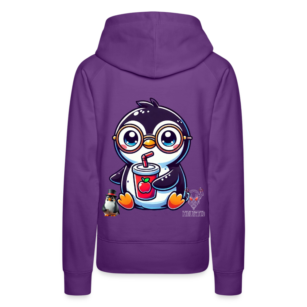 Women Hoodie KasPenguin with Drink - Purple