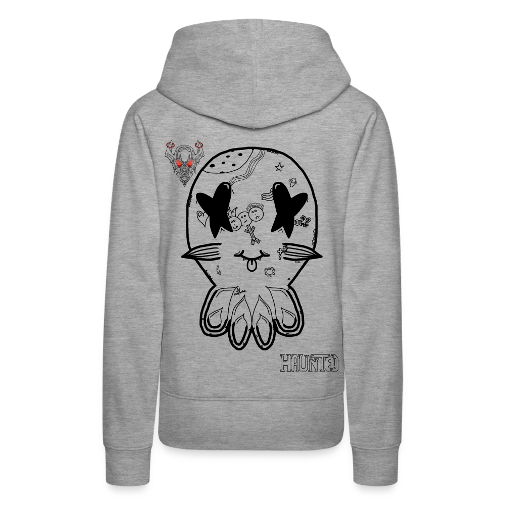 Woman Hoodie Ghost Doodle Dark - Grau meliert