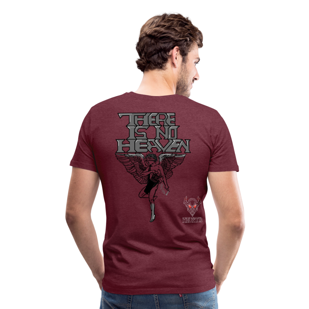 Men T-Shirt There Is No Heaven - Bordeauxrot meliert