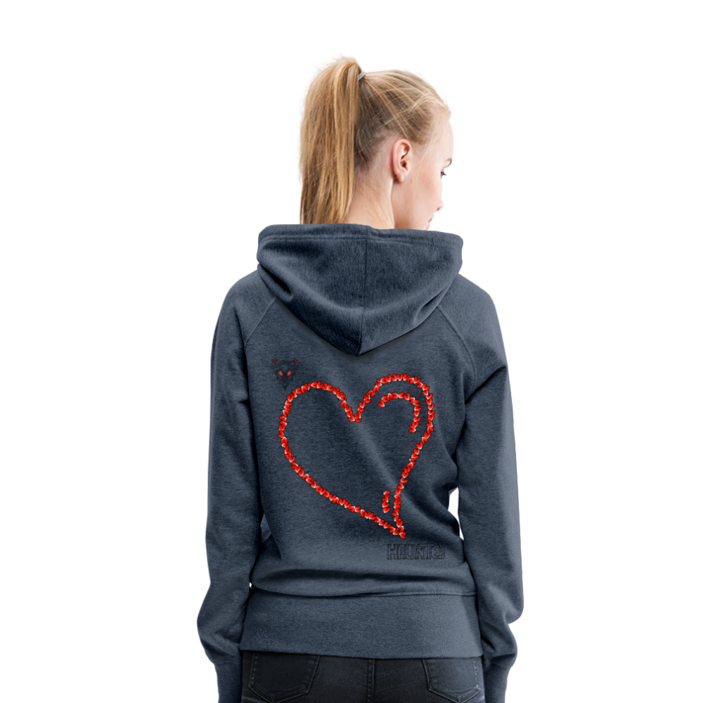 Woman Hoodie Hearts Dark - Jeansblau