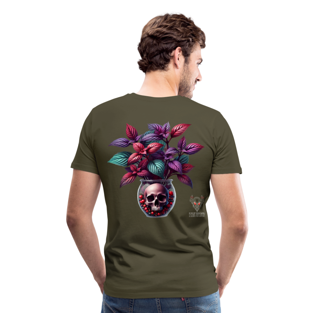 Men T-Shirt Skull Bloom Vase - Khaki