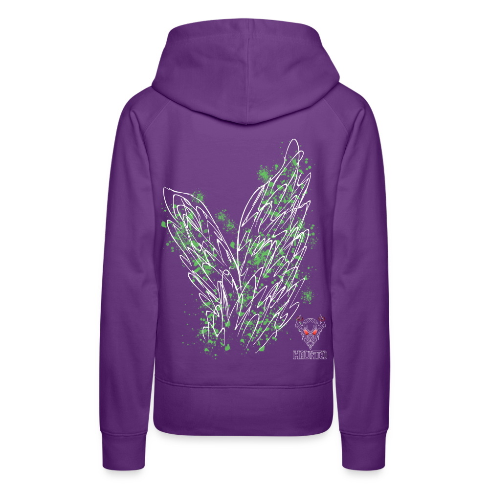 Women Hoodie Light Green Wings - Purple