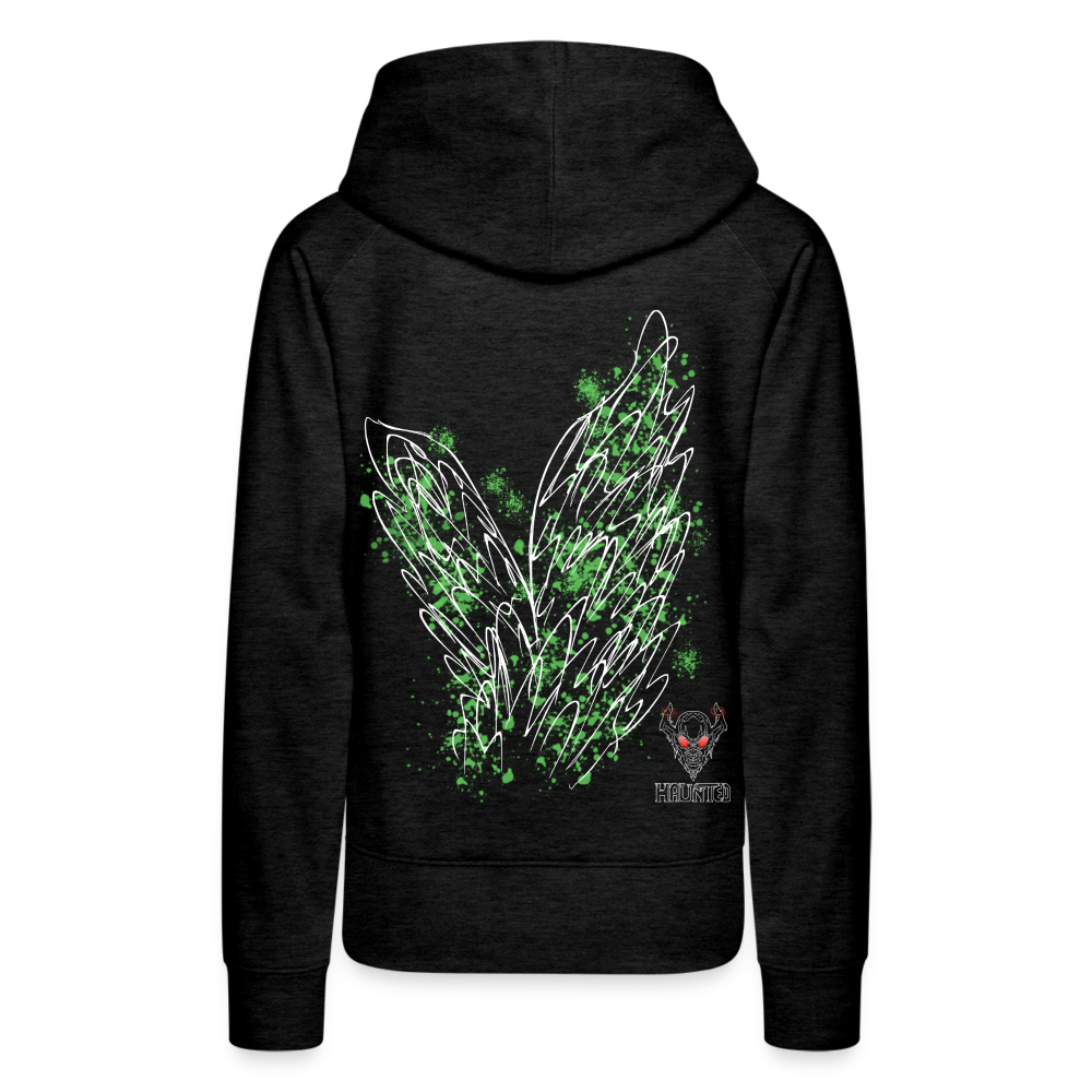 Women Hoodie Light Green Wings - Anthrazit