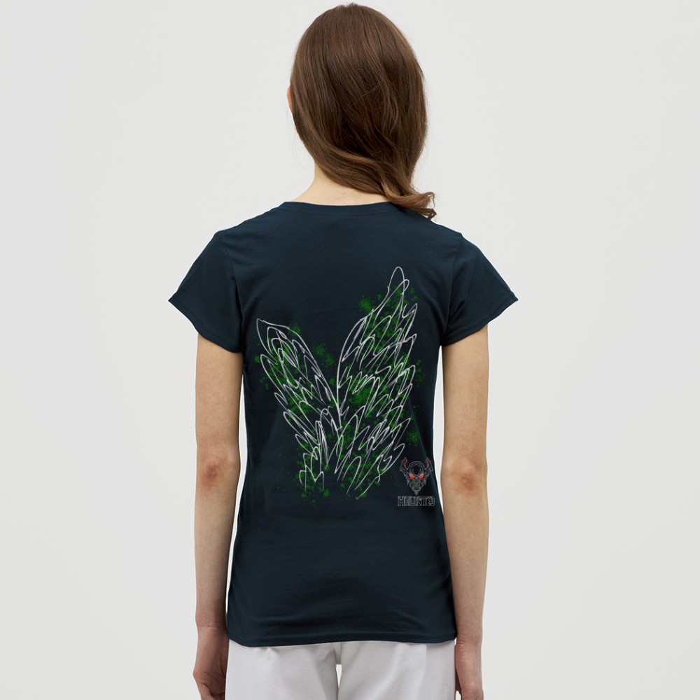 Women T-Shirt Dark Green Wings - Navy
