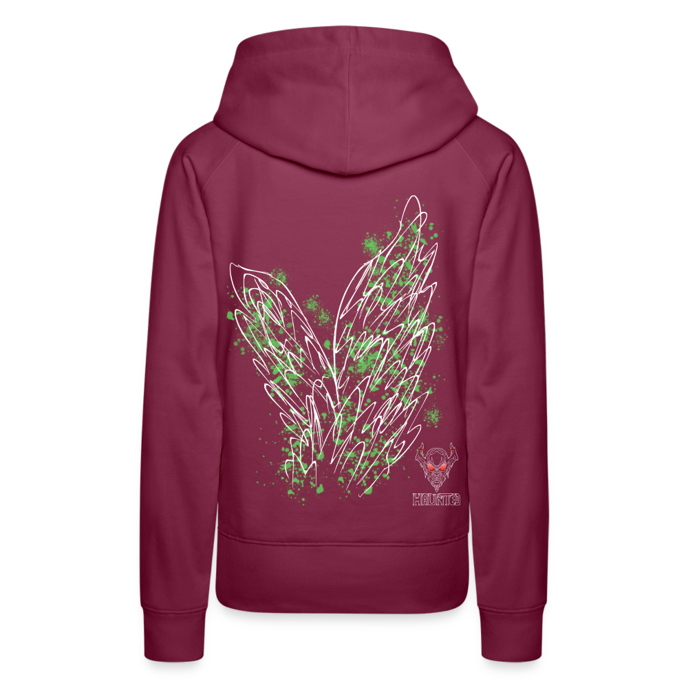 Women Hoodie Light Green Wings - Bordeaux