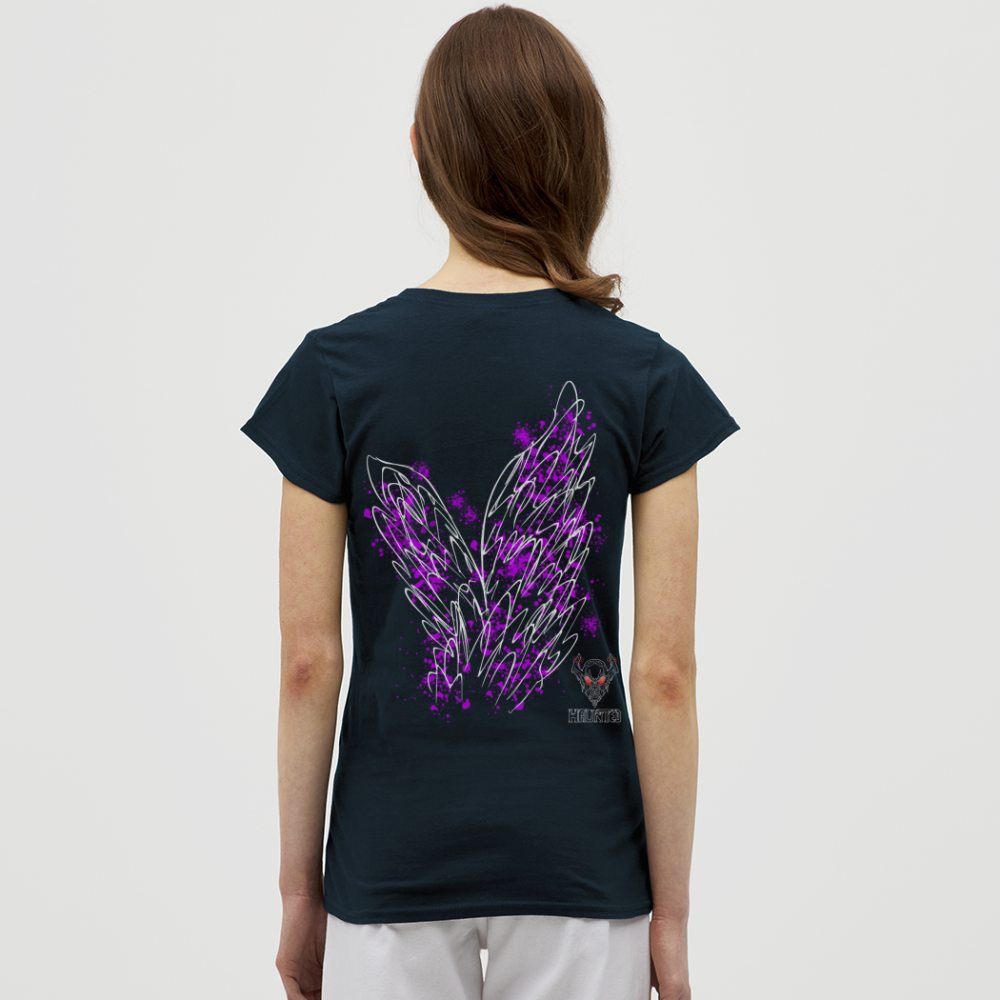 Women T-Shirt Pink Wings - Navy