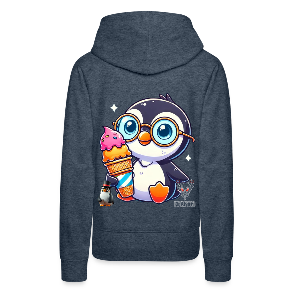 Women Hoodie KasPenguin with Ice - Jeansblau