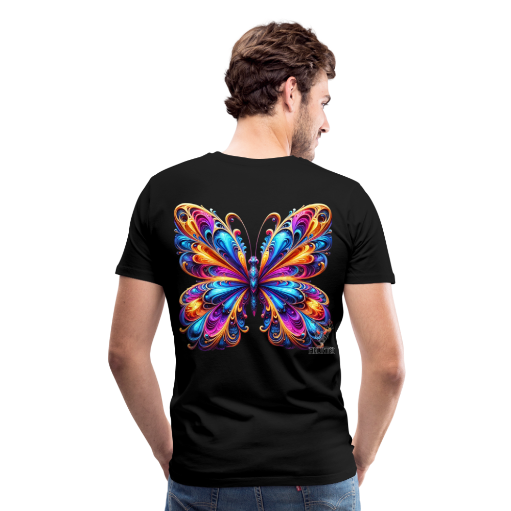 Men T-Shirt Vibrant Butterfly Elegance - Schwarz