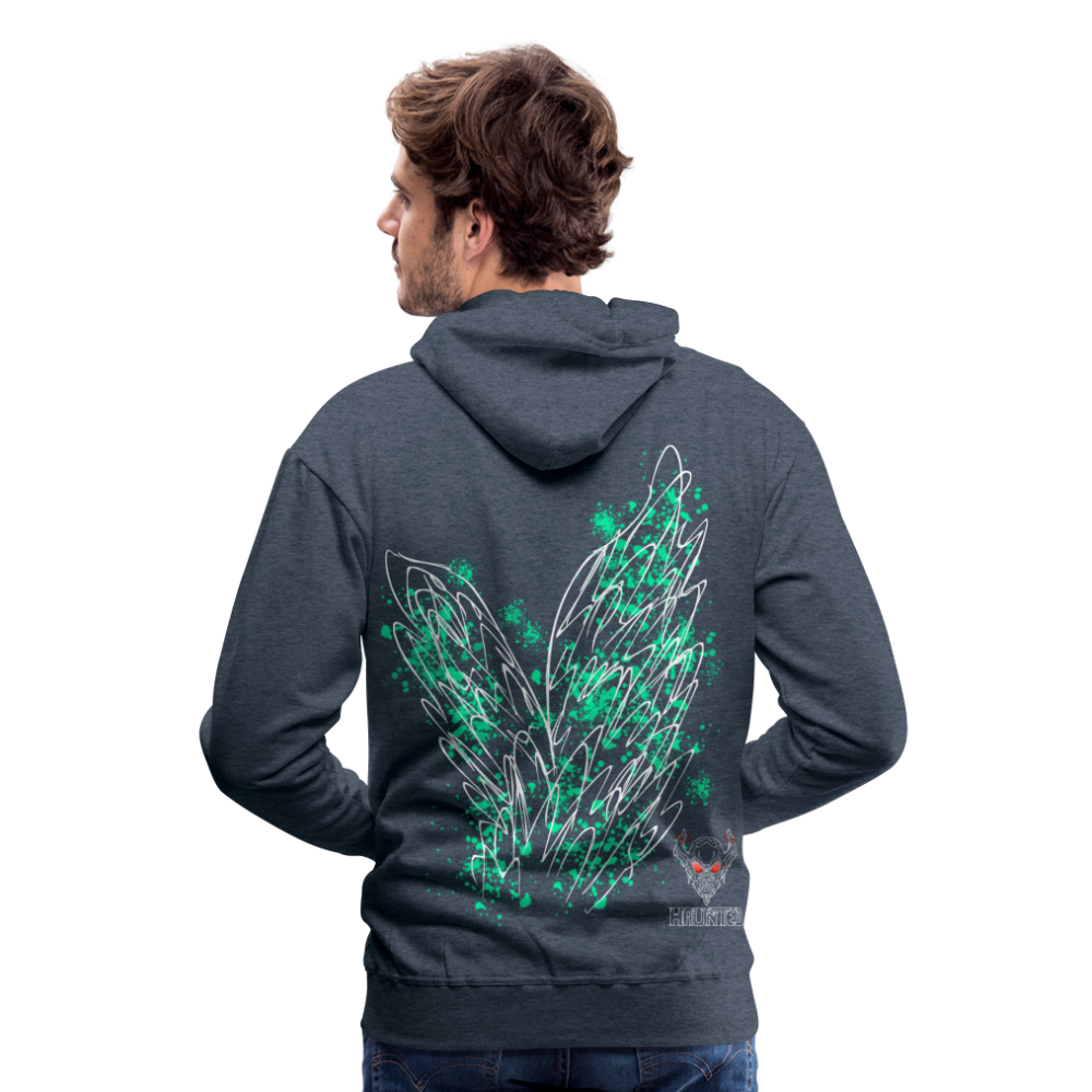 Men Hoodie Turquoise Wings - Jeansblau