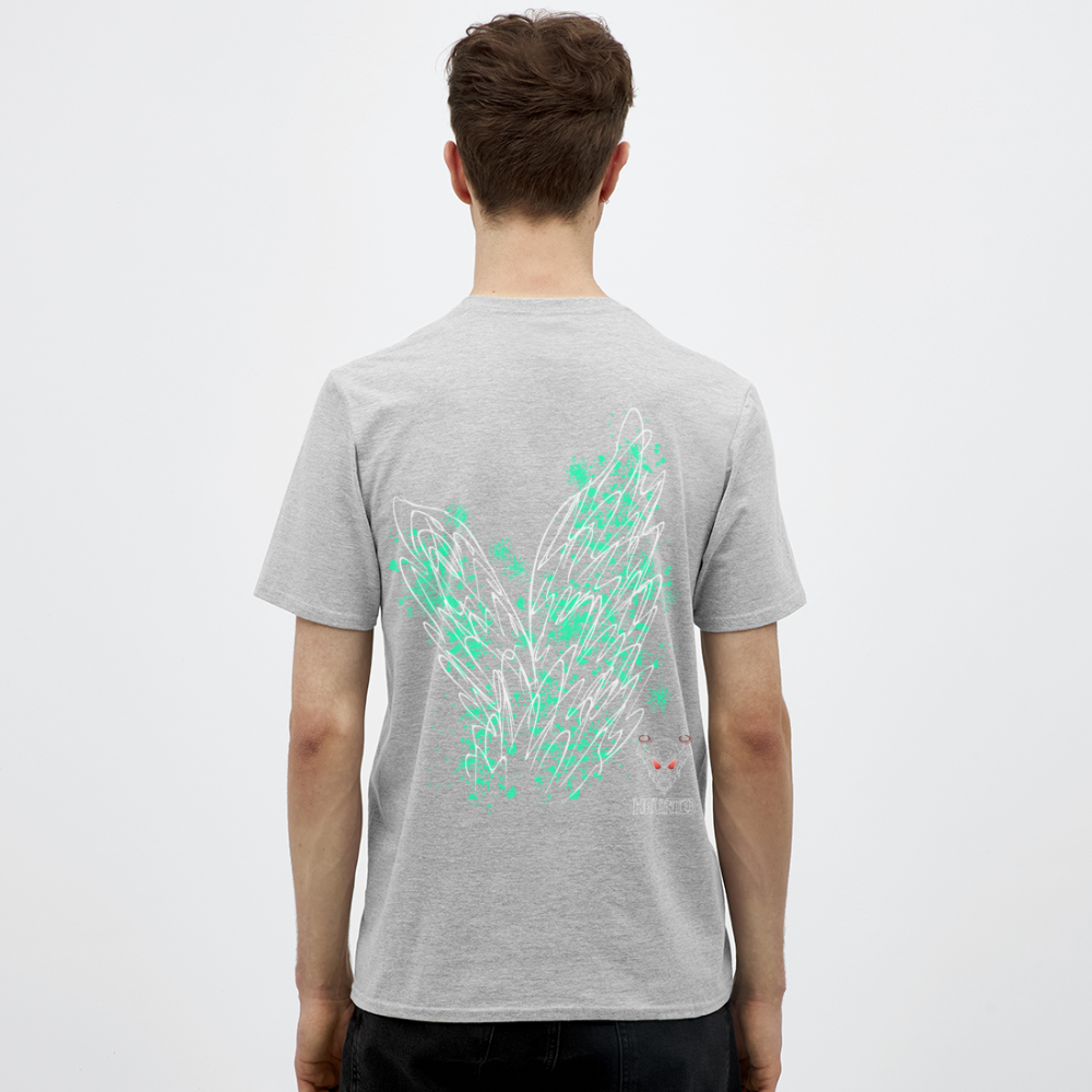 Men T-Shirt Turquoise Wings - Grau meliert