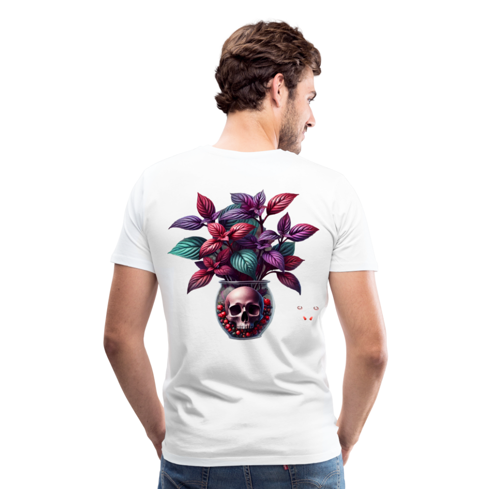 Men T-Shirt Skull Bloom Vase - Weiß